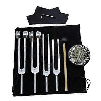Tuning Forks for Healing Set 128Hz, 136Hz, 256Hz, 384Hz & Hockey Puck Activator for Healing,Sound Therapy,Keep Body