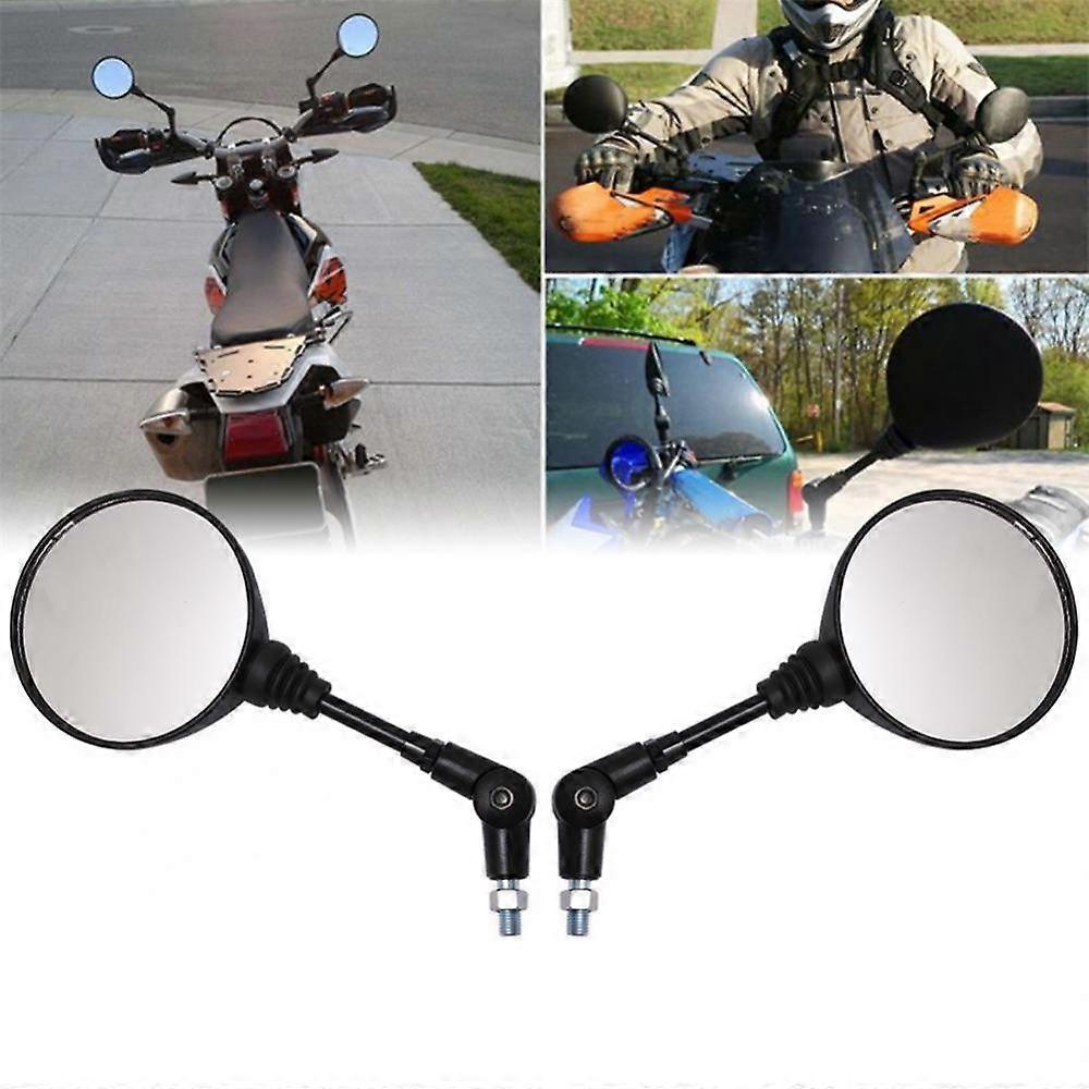 QX 10mm Motorcycle Side Mirror Rearview Mirror Anti-fall Folding Round Mirror for Mirror Motocross Accessories
