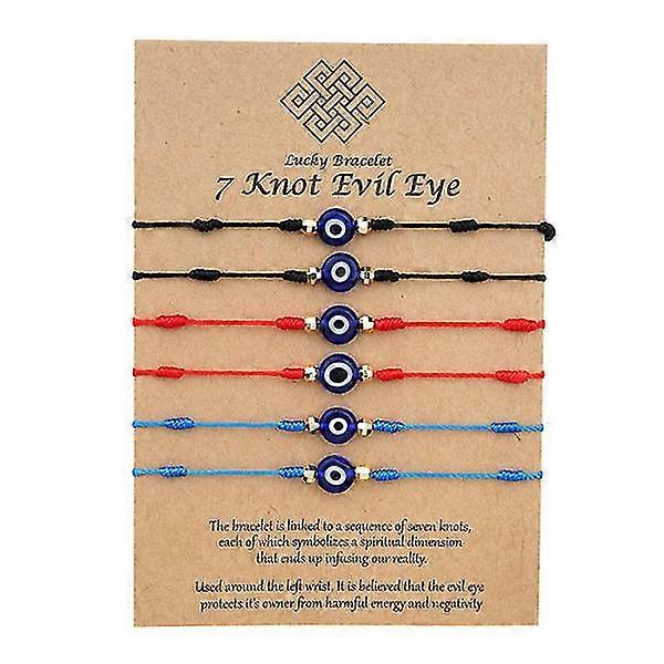 6 PCS/ SET Evil Eye Bracelet Lucky 7 Knot