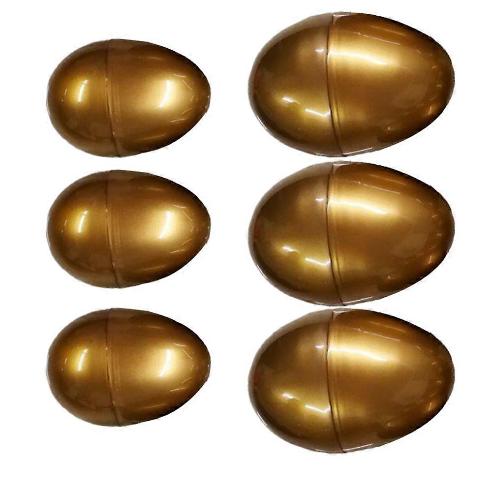 6pcs Plastic Easter Eggs Empty Eggshells Children's Egg Playthings (Golden)