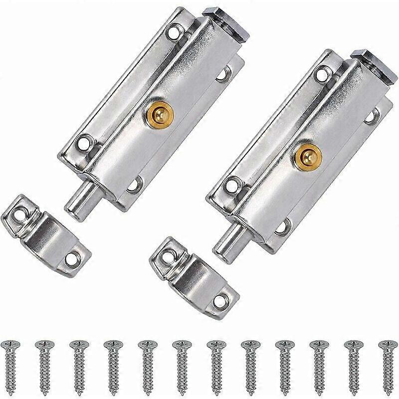 2-Pack Stainless Steel Automatic Spring Latch with Push Button
