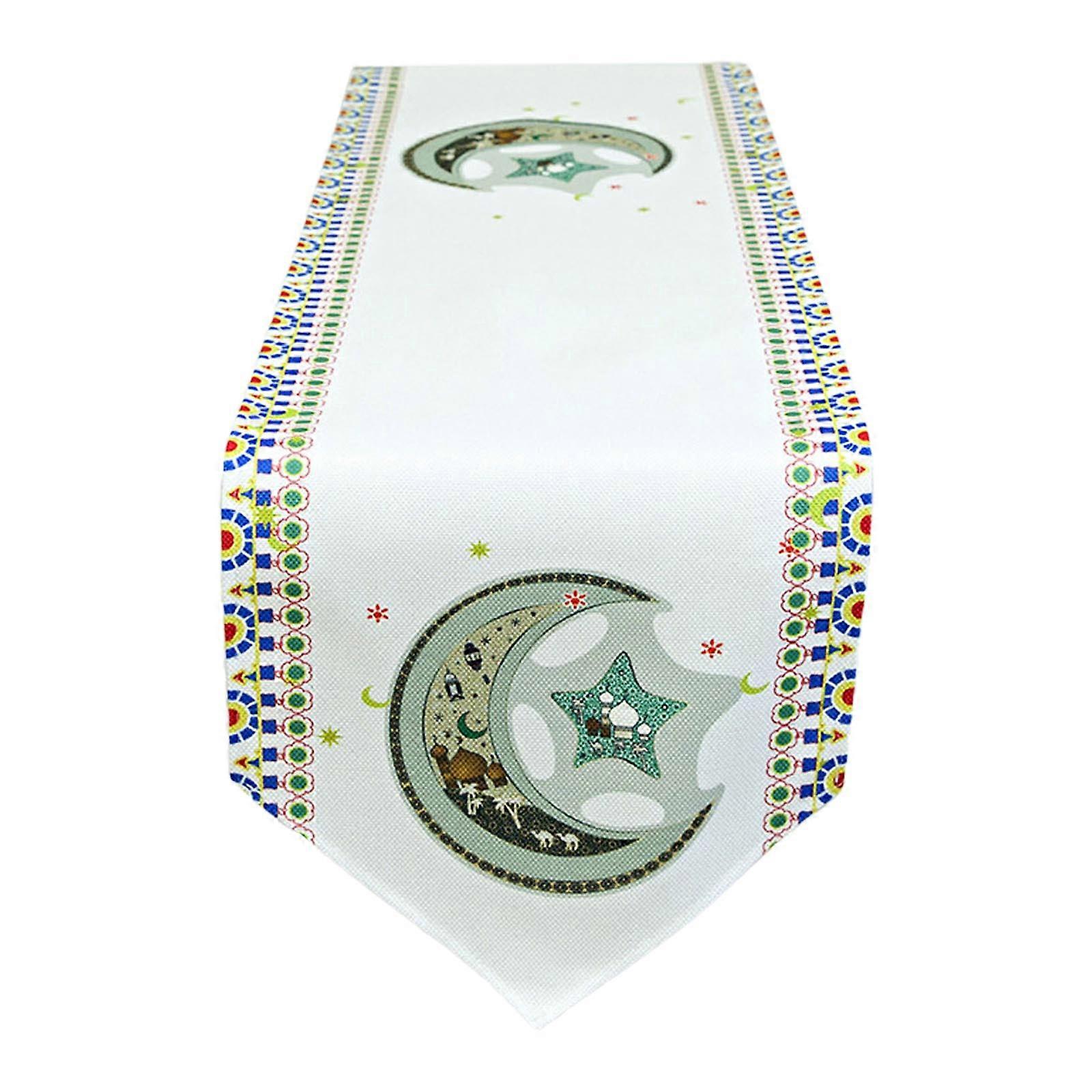 Eid Table Runner Moon Star Castle Pattern Design Table Cloth Ramadan Decor