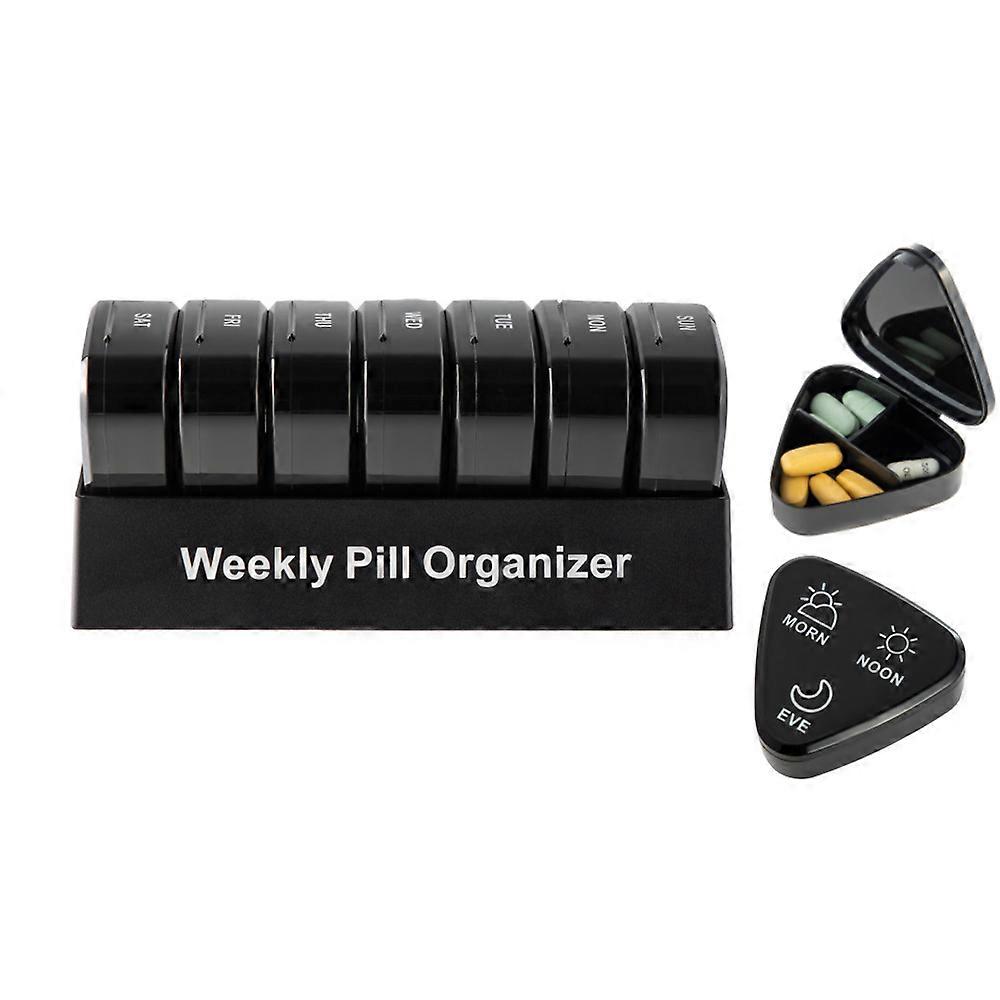 Triangular PP Plastic 7-Day Pill Organizer - 21-Compartment AM/PM Medication Box