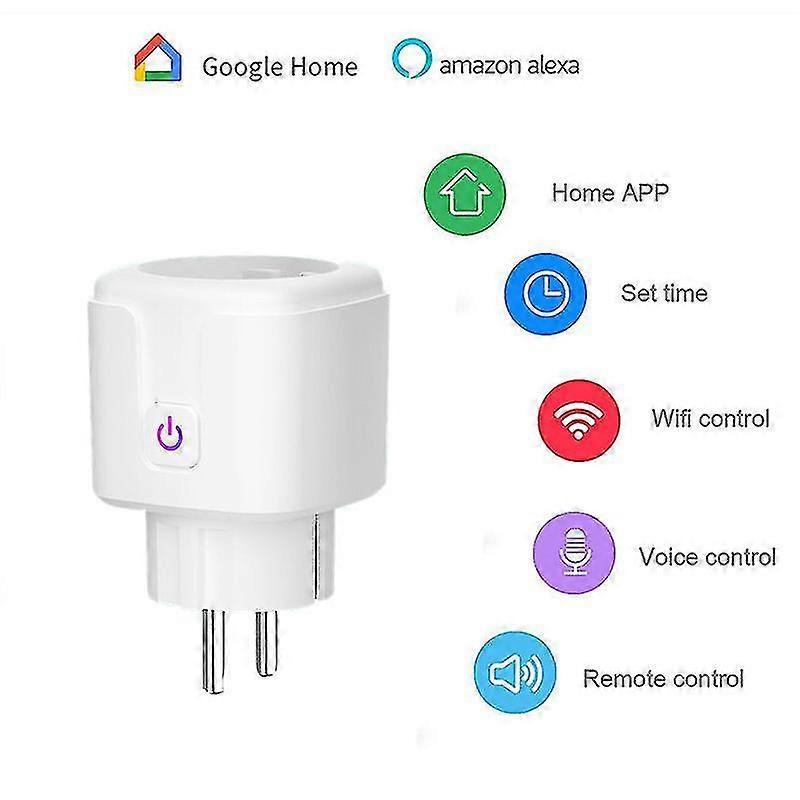 Wifi Eu Smart Plug 16a Adapter Wireless Remote Voice Control Power Mon Timer Socket For Google Home Alexa