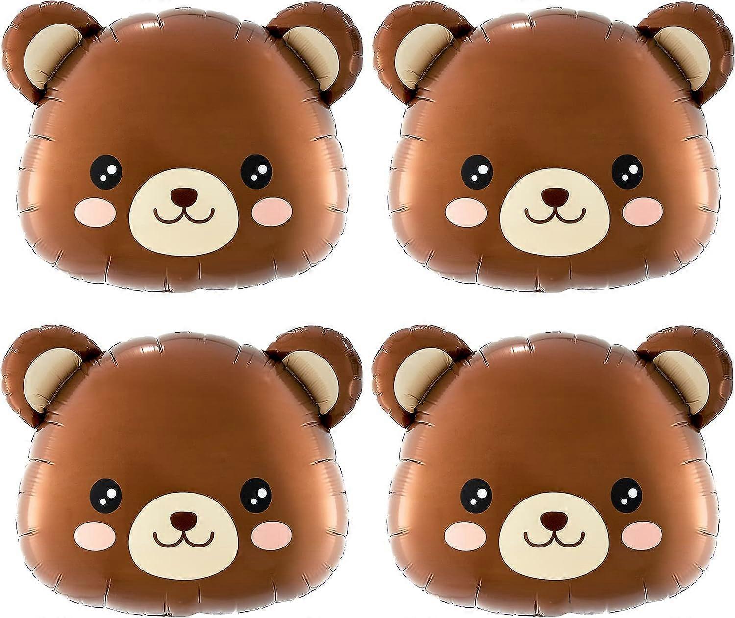 Teddy Bear Balloons - 4 Pack 24 Inch Foil Balloons For Baby Shower & Birthday Parties
