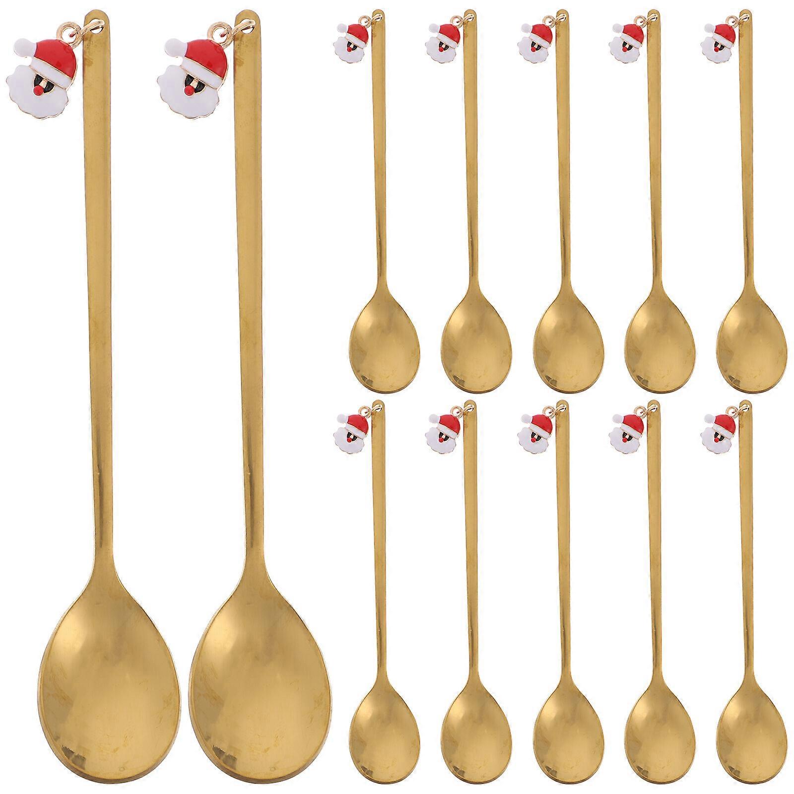 12ks kávových lyžičiek z nehrdzavejúcej ocele, mikulášske kávové lyžičky, dezertné lyžice vo vianočnom štýle