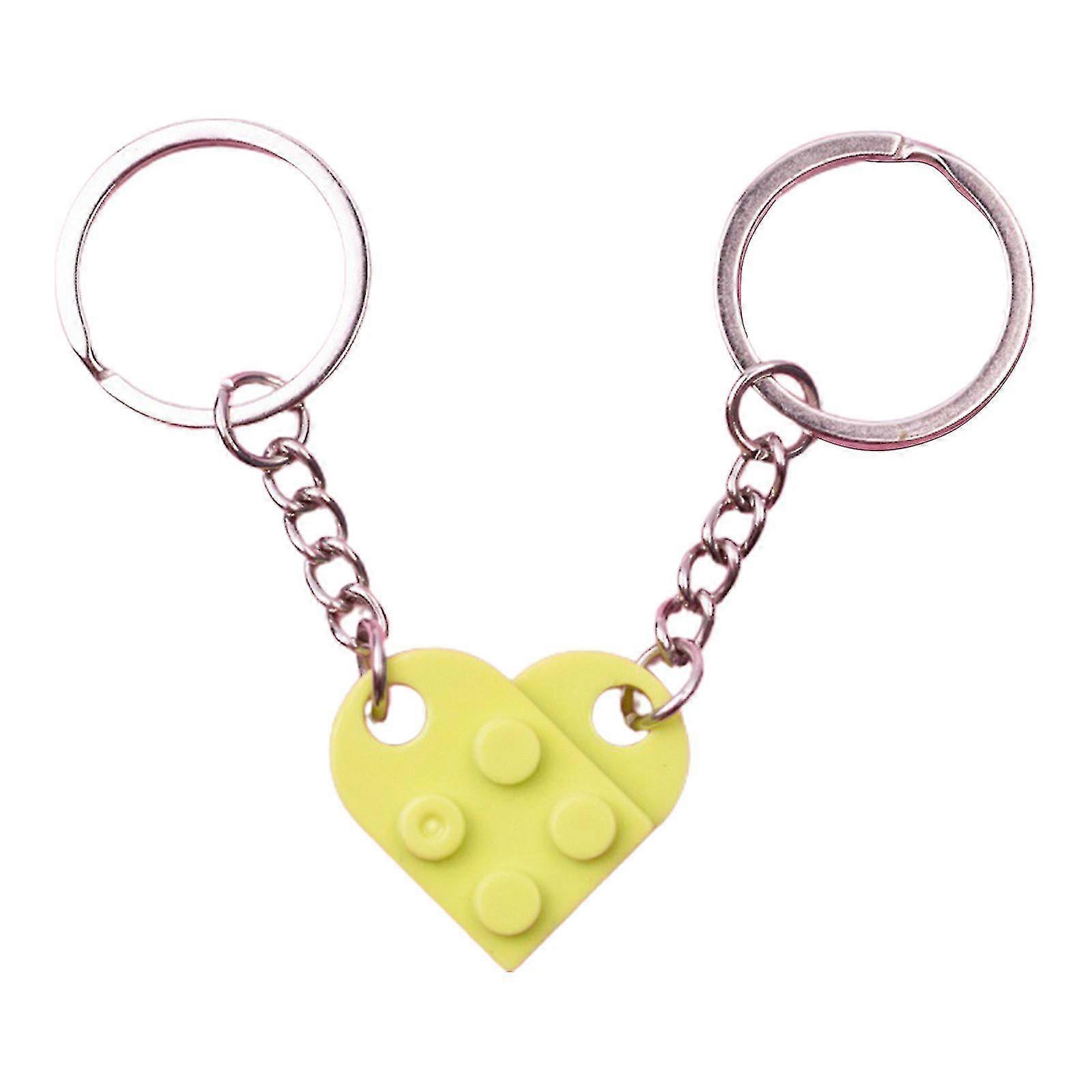 Chaveiro do coração conjunto para casais, chaveiro do coração de tijolo para a namorada do namorado, chaveiros coloridos do coração correspondente