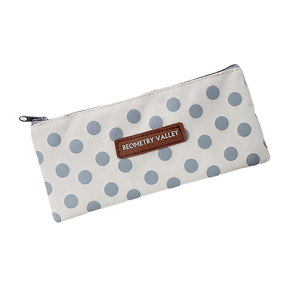 Plaid Dot Pattern Zipper Pen Bag Holder Pencil Case Papeterie Pochette de rangement