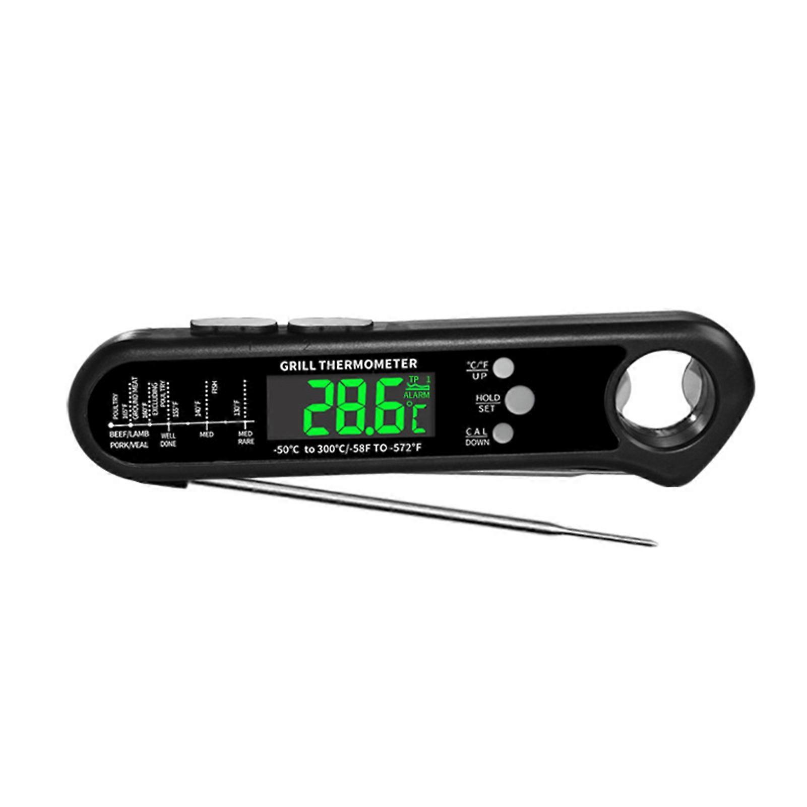 Waterproof Food Thermometer Probe Digital Display High Precise Foldable Design Bottle Opener Function Battery Powered Wireless Meat Thermometer Probe