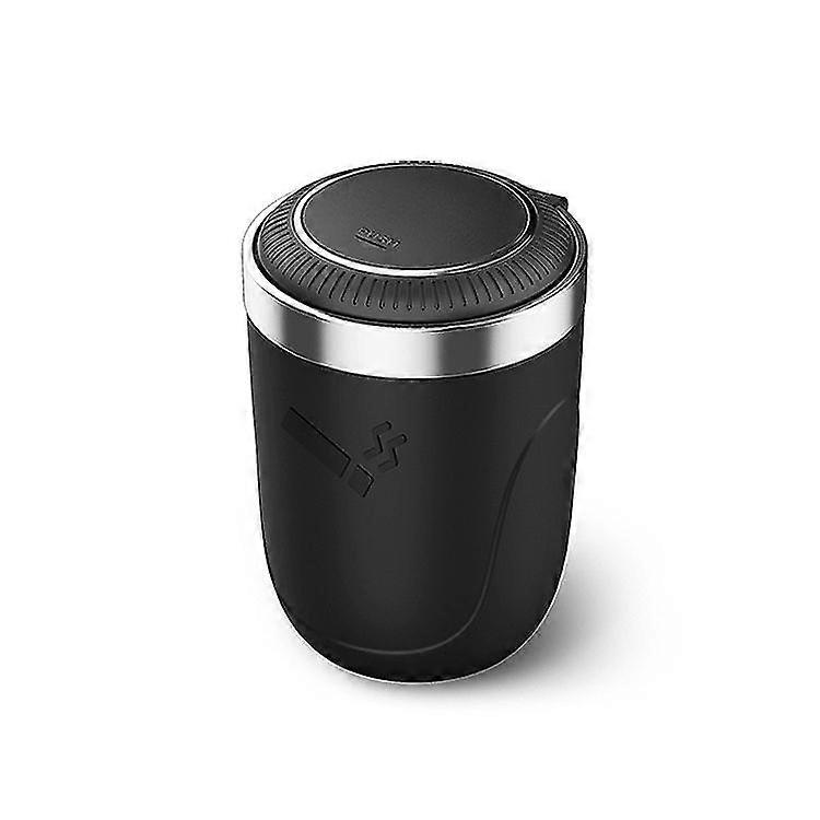 Car Ashtray, Car Trash Can With Lid Led Light, Built-in Button Battery