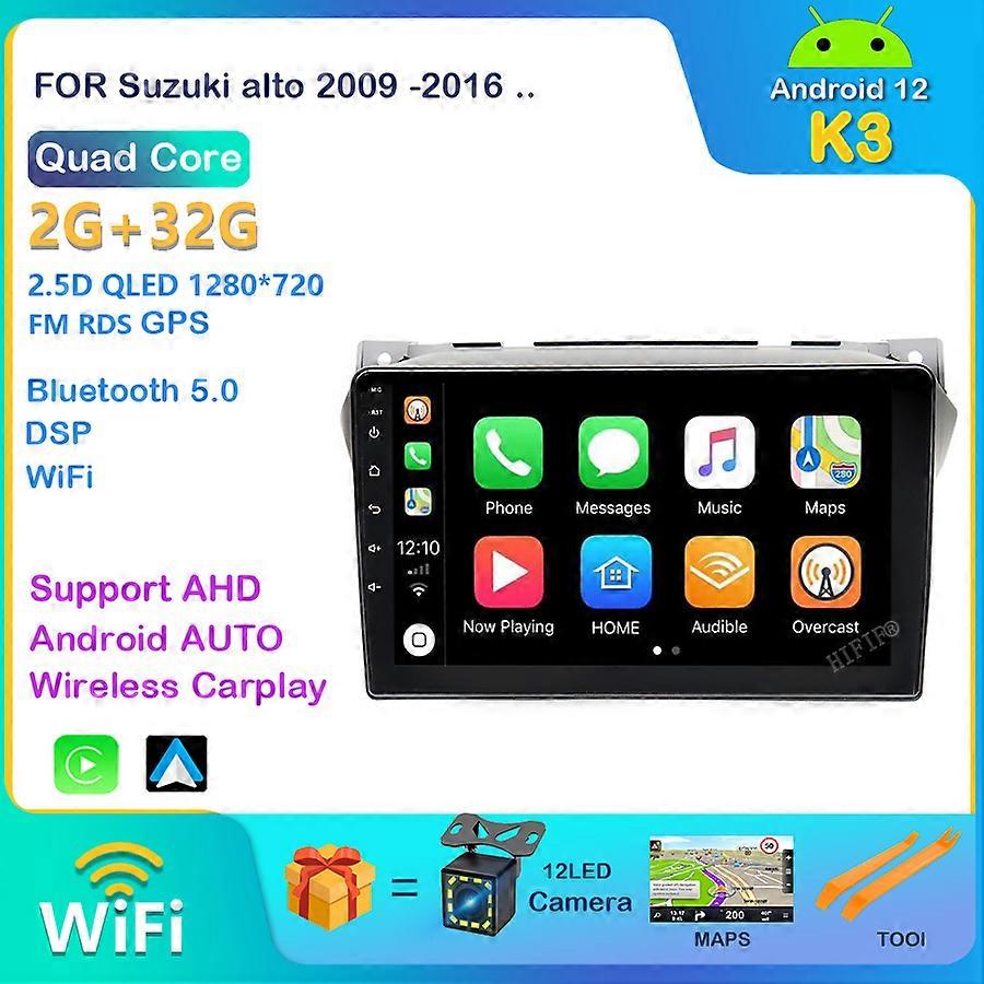 9 inch Android 12 Car Multimedia Player For Suzuki alto 2009 2010 2011 2012 2013 2014 2015 2016 Quad-core GPS Wifi