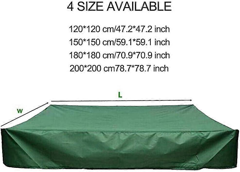Green Waterproof Sandpit Cover - UV-Protected Square Pool Cover