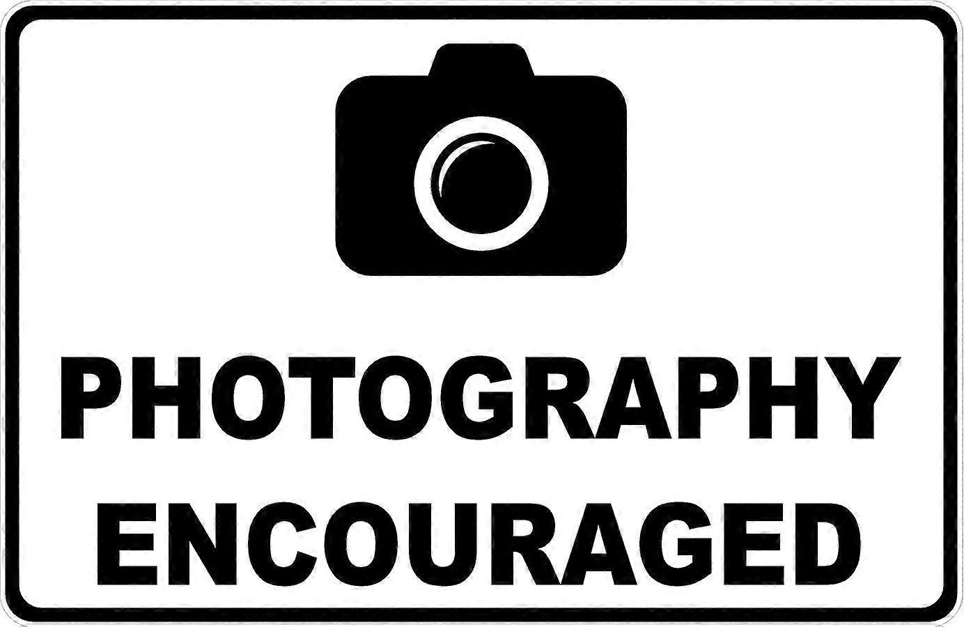 Fotografie aangemoedigd teken. 8x12 Metaal.