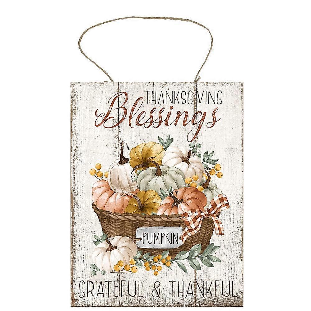 Thanksgiving Blessings Tryckt handgjort träskylt