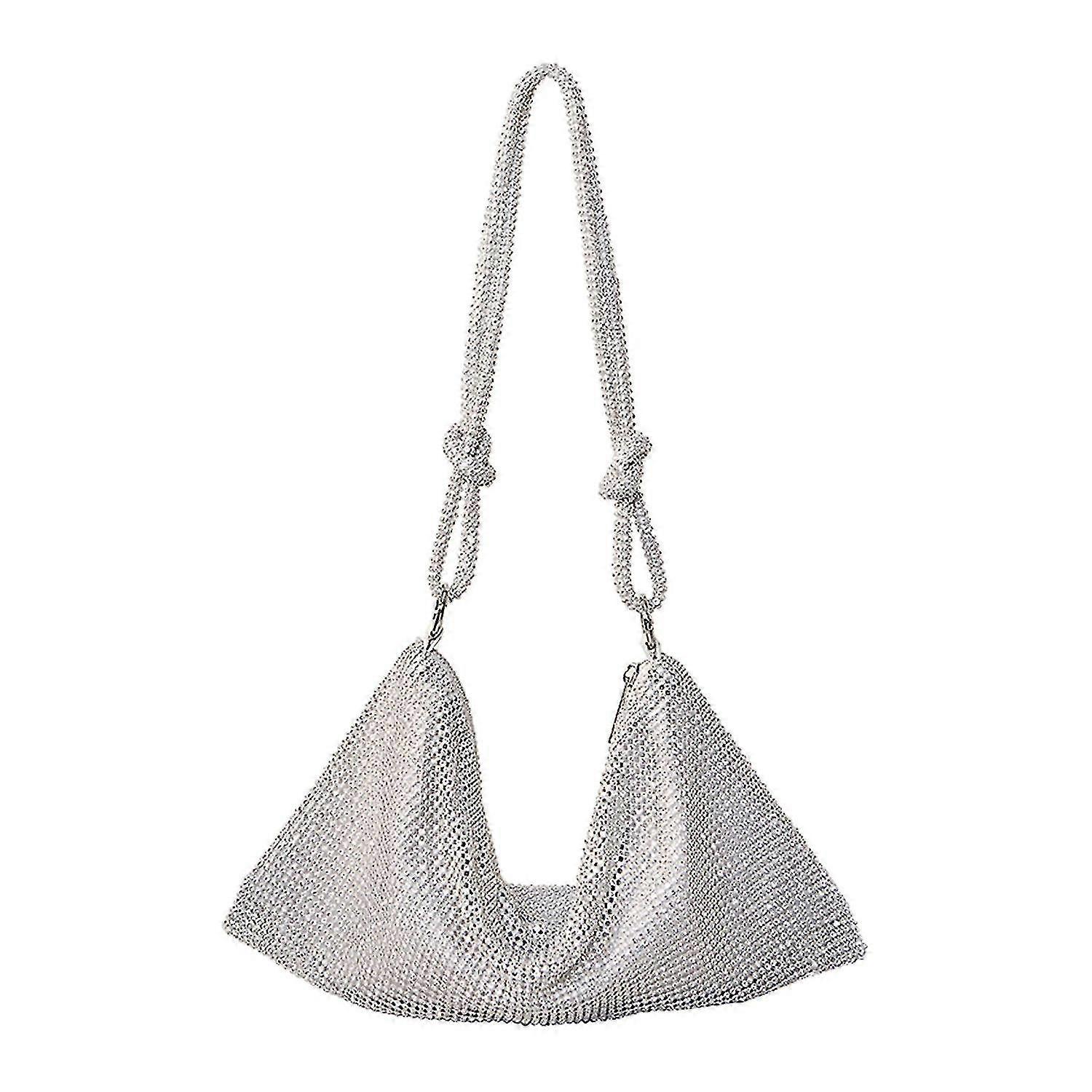 Bling Rhinestone Purses For Women Chic Sparkly Evening Handbag Hobo Bag Shiny Silver Clutch Purse