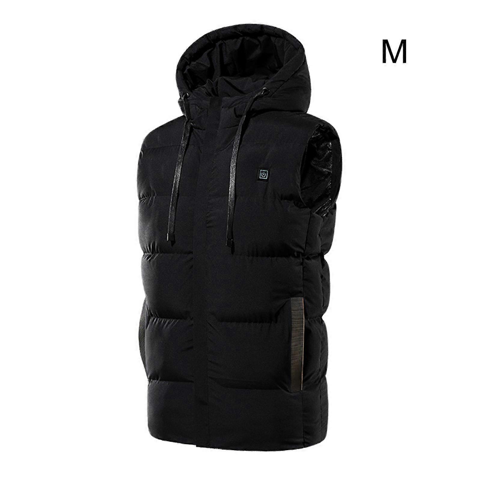 2023 New USB Rechargeable Heating Vest - Four Zone Warmth, Three Speed Temperature Control, Hooded, Gray, L Size