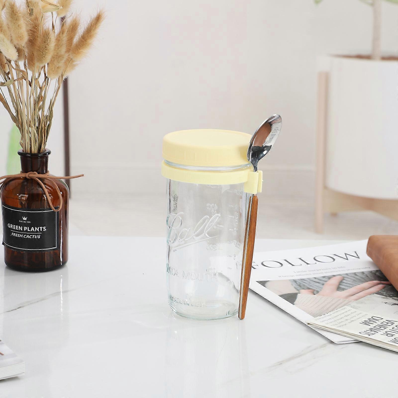 New Overnight Oats Container with Lids - 10Oz Glass Mason Jars Yogurt Oatmeal Meal
