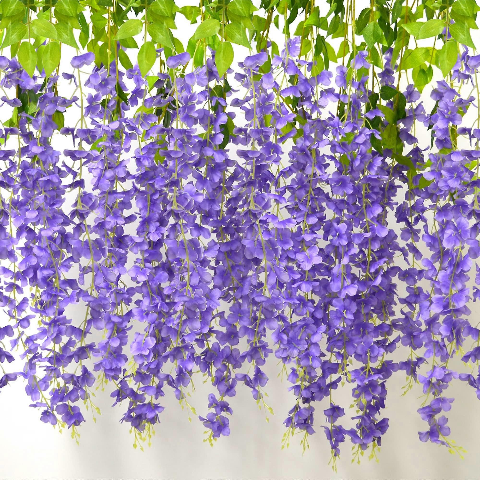 12PCS τεχνητά λουλούδια Wisteria, ψεύτικη γιρλάντα αμπέλου λουλουδιών, κρεμαστά ρυμουλκούμενα φυτά Bush String Flo