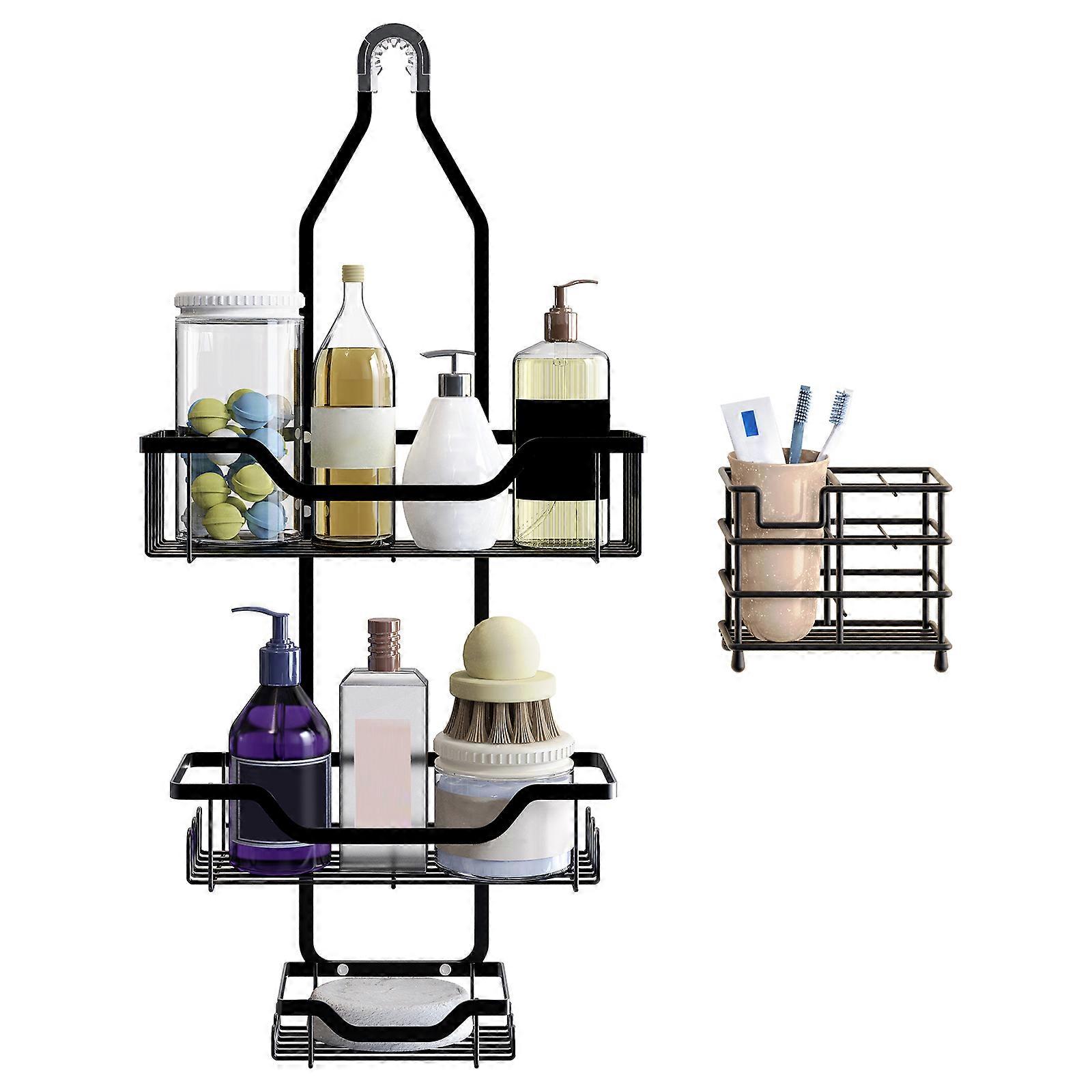 Brand New Shower Storage Rack Holder Bathroom Accessories Rustproof Washcloth Razor Black Fast Draining Hotsale!