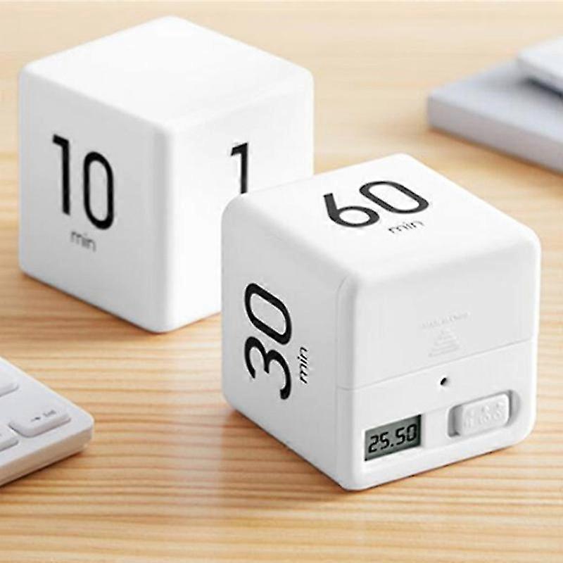 Cube Timer, Time Management, Kitchen Timer, Kids Timer, Workout Timer, Timer for Studying, Cooking (White)