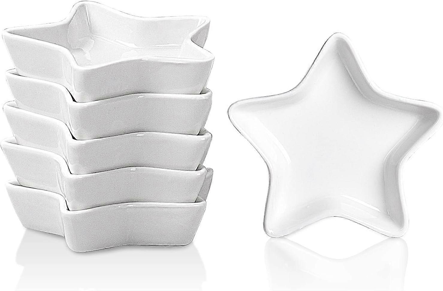 Star Soy Sauce Dish - Delling Dipping Bowls/Dish, Ceramic Dipping Sauce Cups for Soy Sauce, Sushi Sauce, Condiment, BBQ, Small Pinch Bowls, Set of 6,