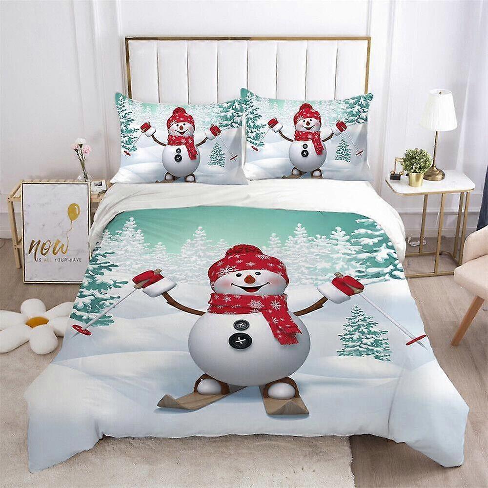 a321 Lençóis de Cama Presentes de Natal Papai Noel Gingerbread Man Neve Colcha Conjunto de Capa de EdredomConjunto de Cama de 3 Peças (1 Capa de Edredom + 2 Fronhas) Tm321