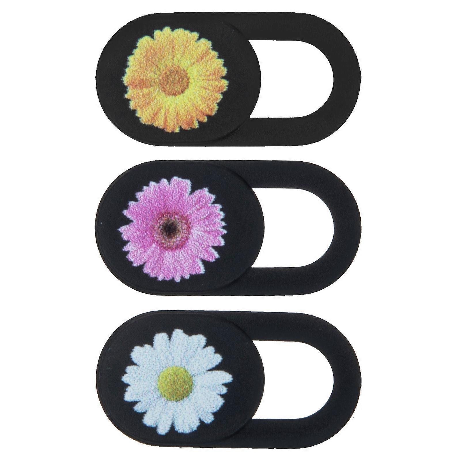 3Pcs Laptop Camera Cover Slide Flower Pattern Phone Webcam Privacy Lens Protector
