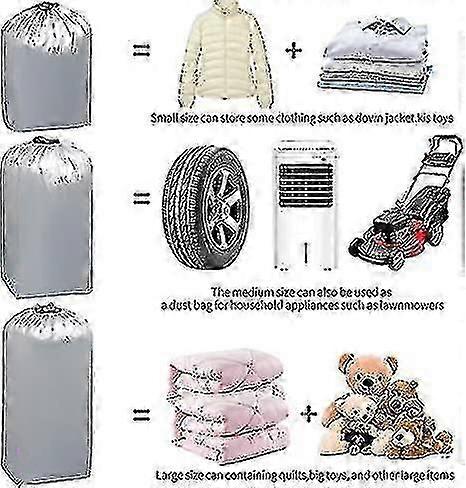 3 Pack Reusable Oversize Stora Bag, Travel Laundry Bag With String