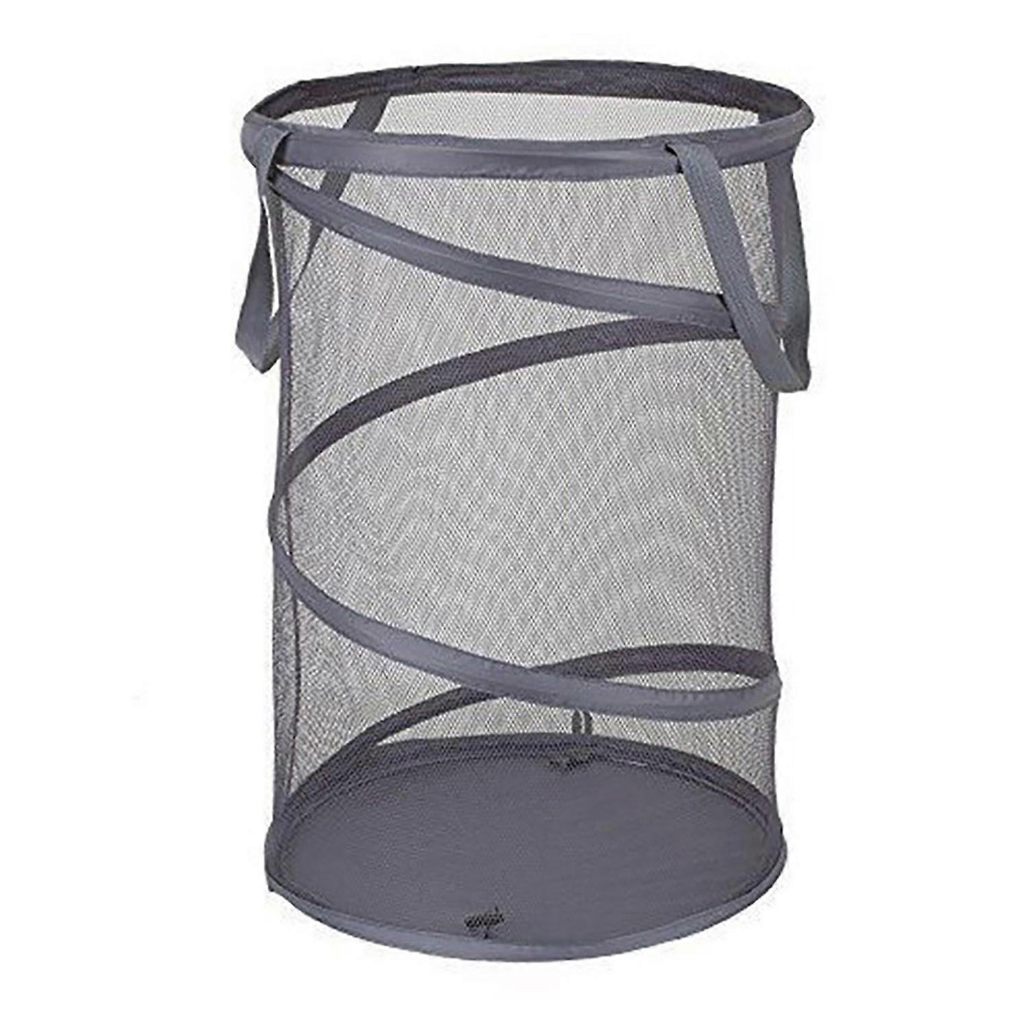 60L Dirty Clothes Basket Foldable Mesh Design Moisture-proof with Handle Space-saving Portable