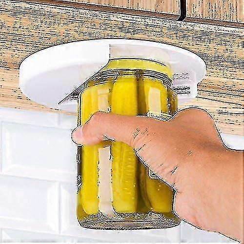 Home Glass Jar Opener For Under The Kitchen Cabinet Counter Lid Remover Gadget Gripper Dining Bar Tool Elderly Aidwhite1pcs)-ylmyFit