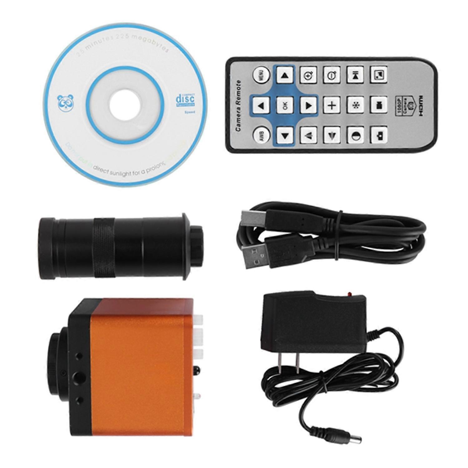34MP 1080P Digital Microscope Camera with 130X Adjustable Zoom CMount Lens for PCB Repair Welding AC
