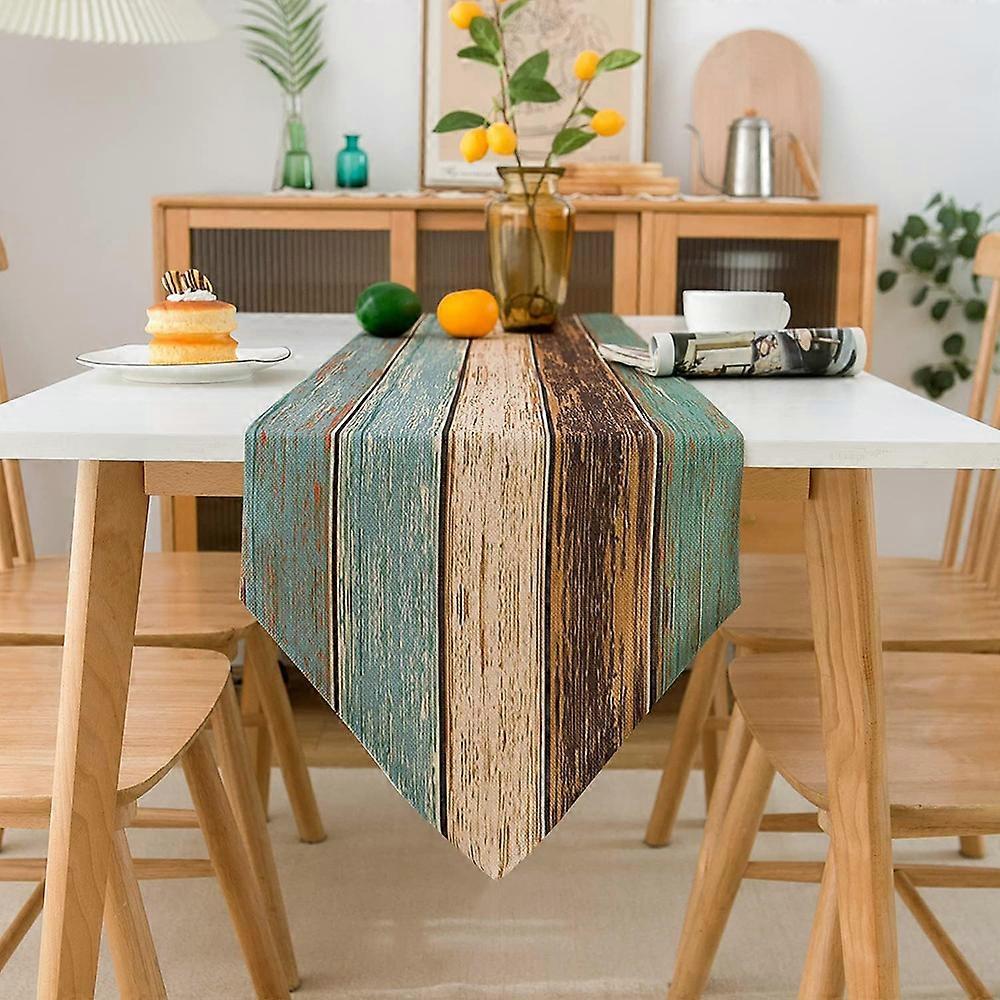 Table Runner, Linen, Rustic, Placemats, Blue Beige Brown