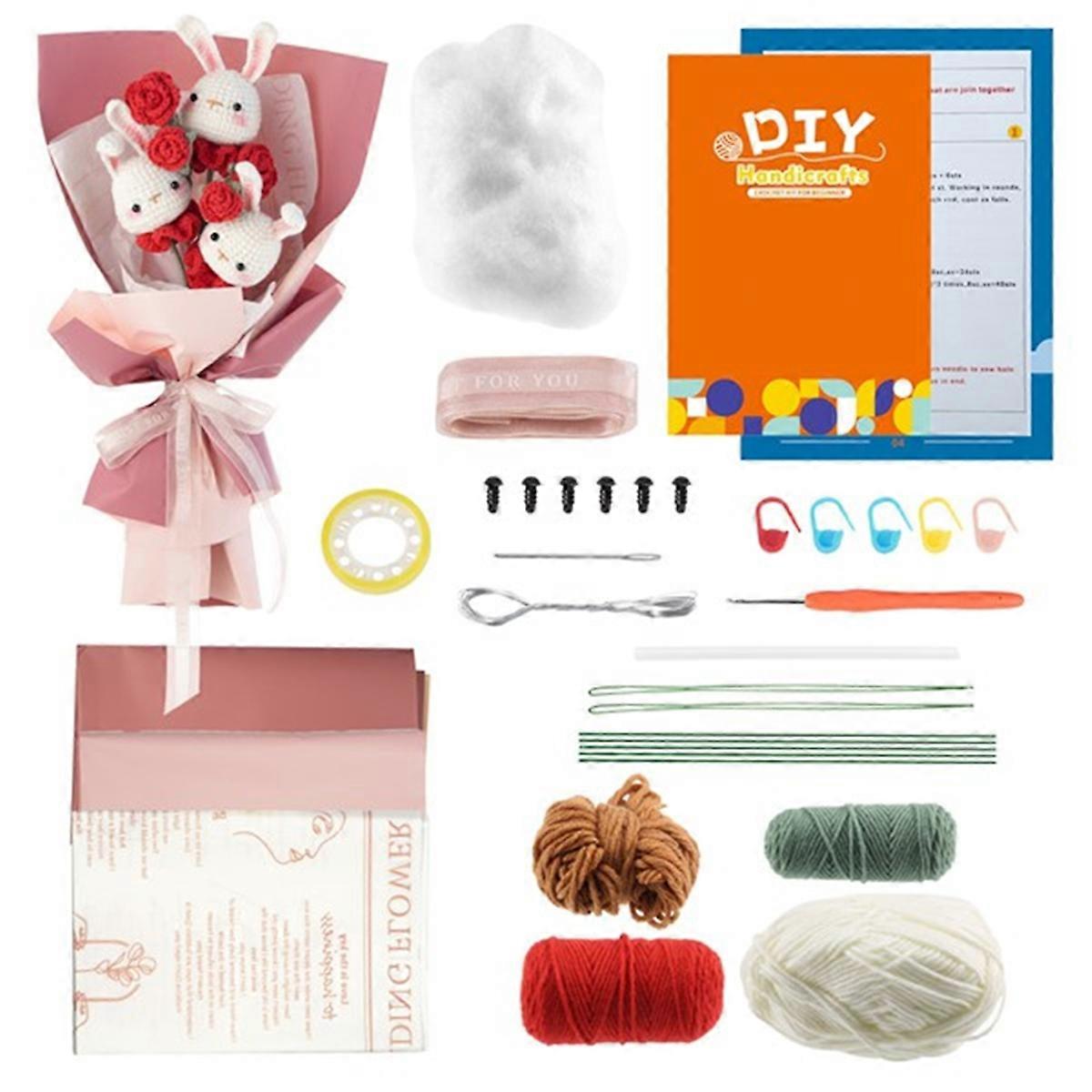 Flower Bouquet Crochet Kit for Adults & Beginners, Includes Crochet Accessories and Step-By-Step Manua M33 Style