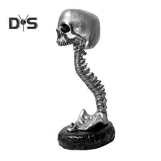 Skull Planter with Spine Stand Realistic Resin Skull Flower Pot Gothic Home Decoration Halloween Candy Bowl for Home Office Decor