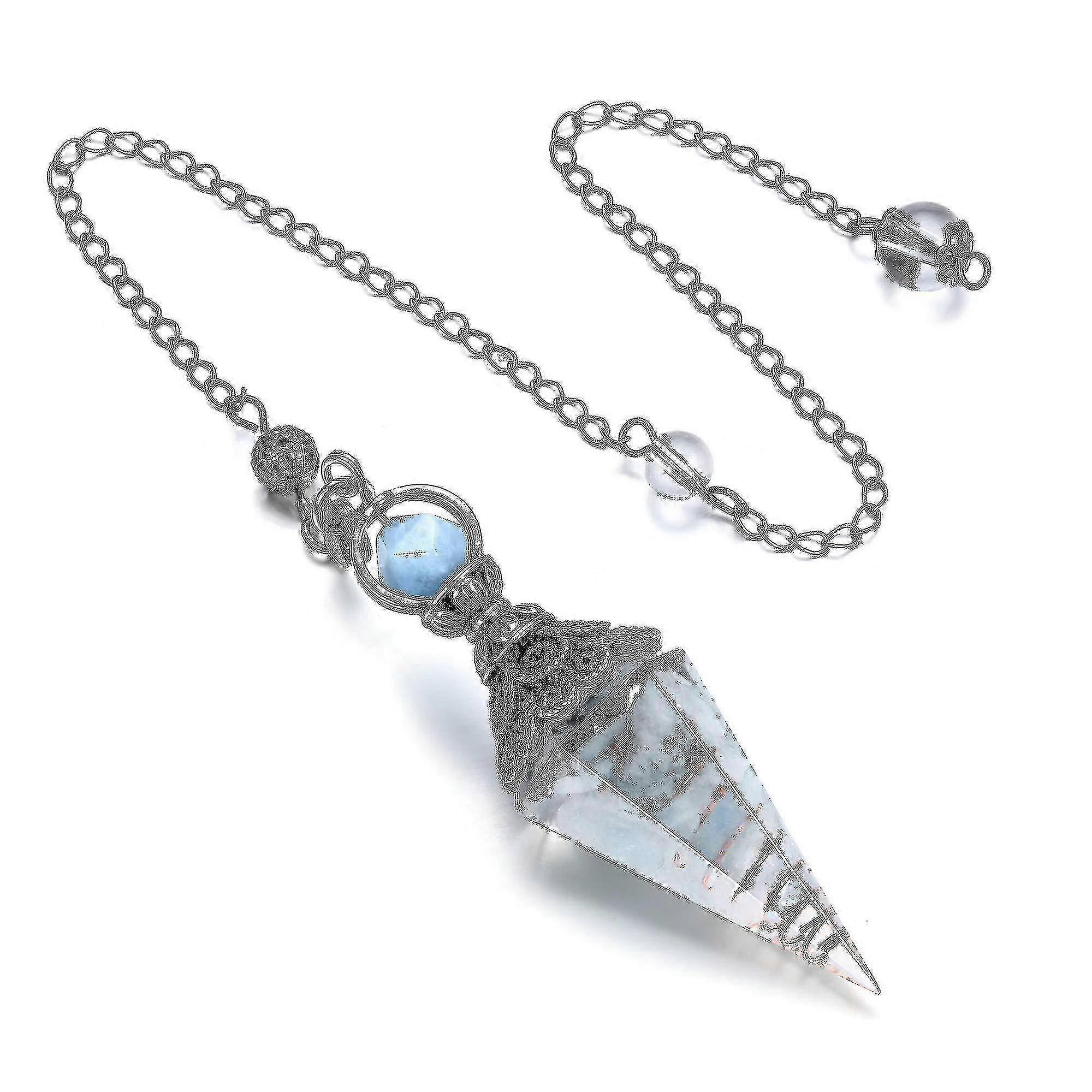 Chakra Crystal Pendulum Hexagonal Reiki Healing Crystal Points Gemstone Dowsing Pendulum - JS