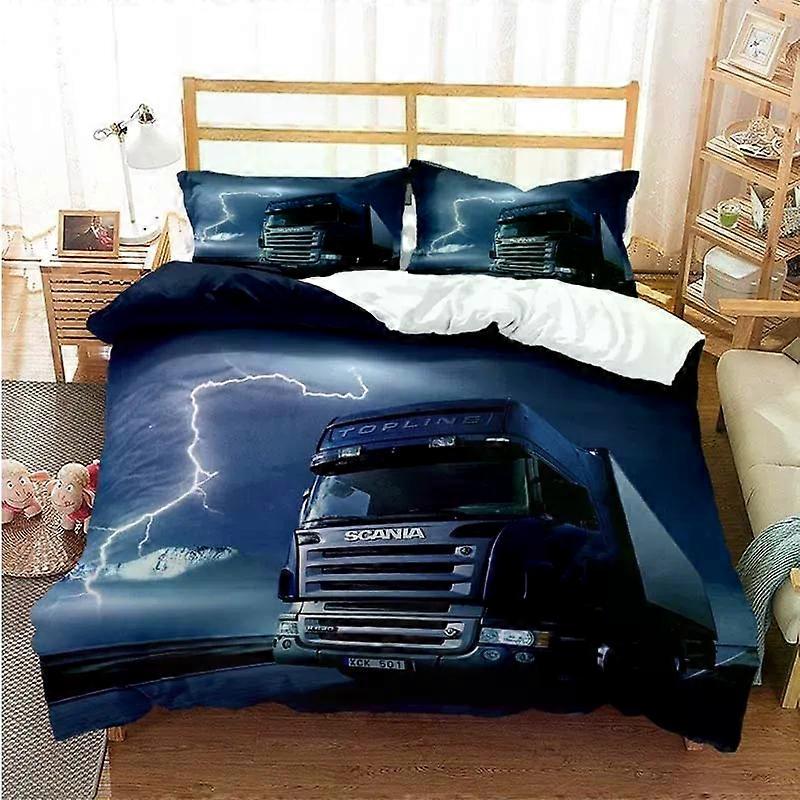 v1123 Lakan Scania Truck Påslakan Set Mjukt täcke Sängkläder i mikrofiber Trendigt lastbilstäcke för rumsinredning / st 3-delade sängkläder