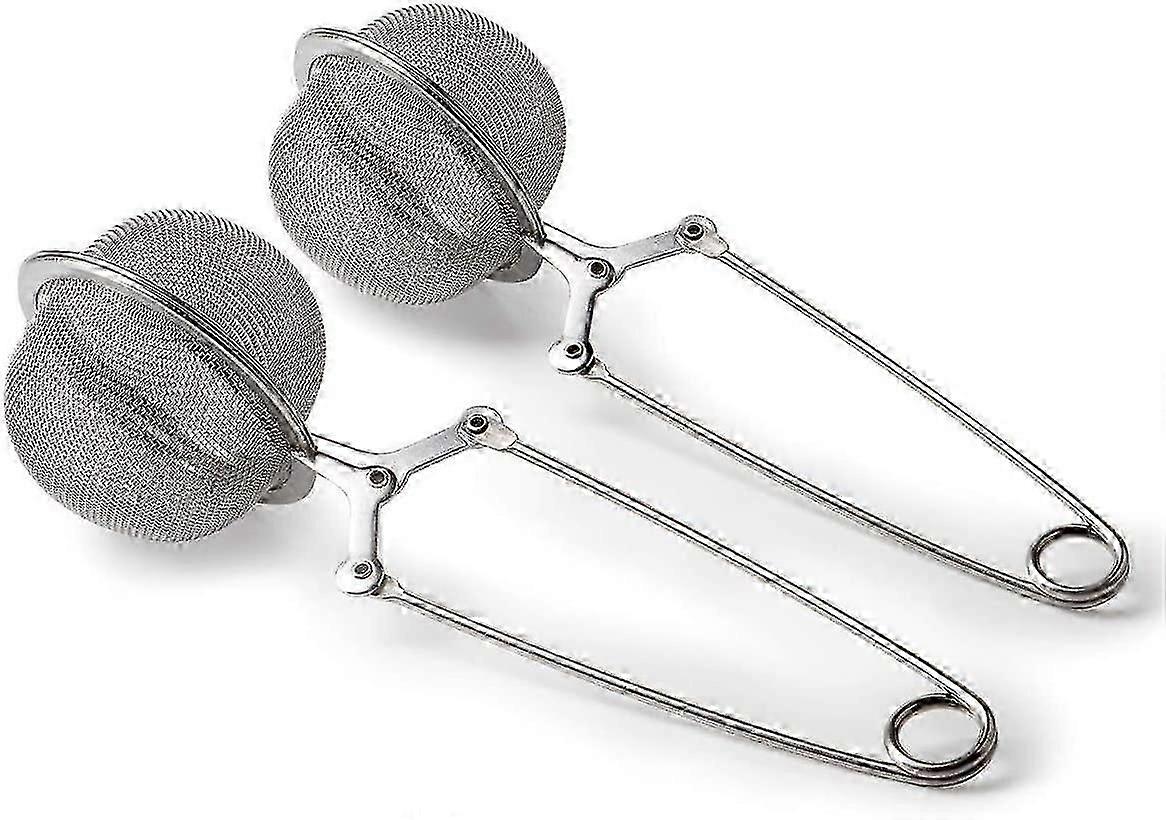 Stainless Steel Loose Leaf Tea Mesh Strainer Snap Ball Tea Infuser (silver) (2pcs)