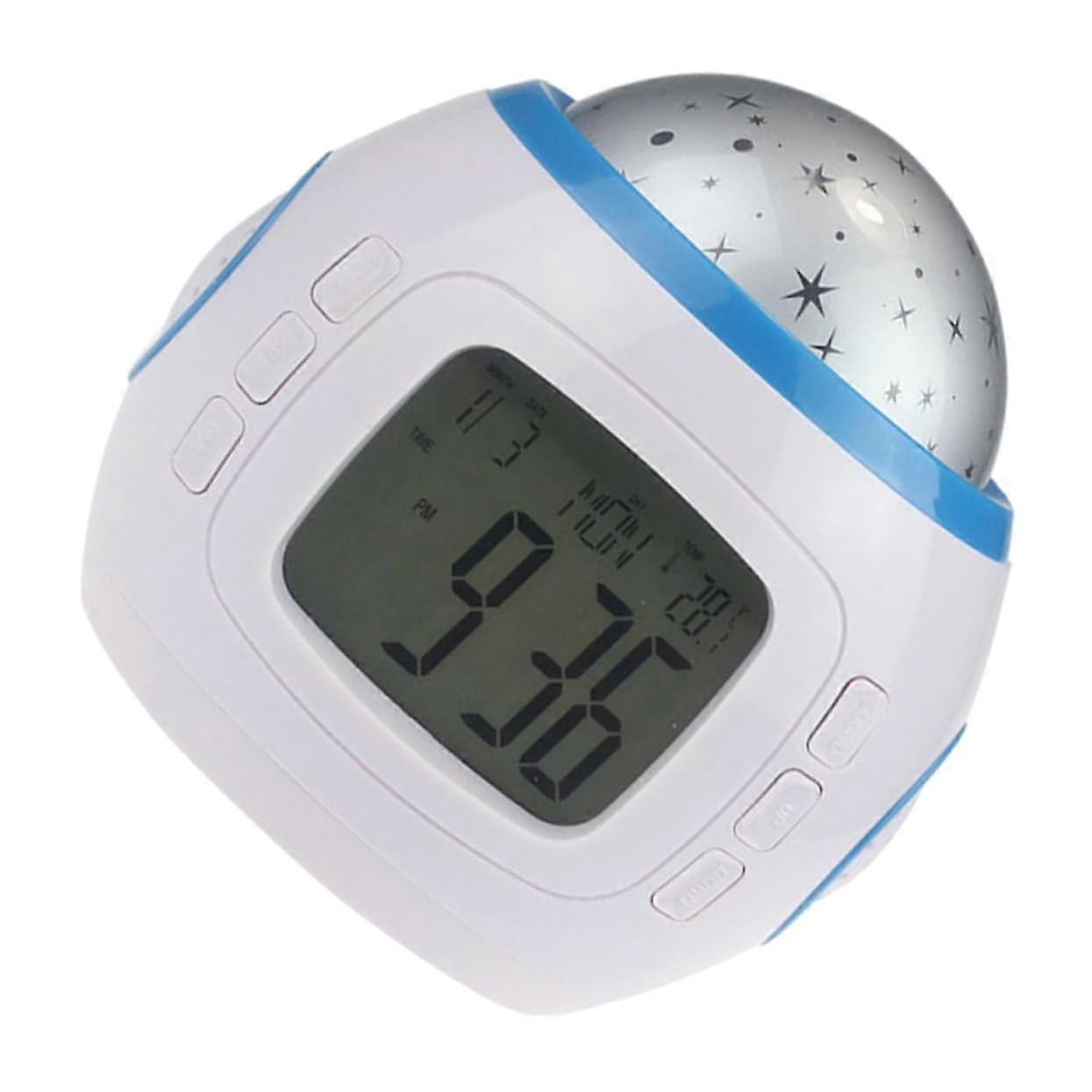 Projection Alarm Clock Night Lamp with Colorful Lights - Bedside Decorative Night Light and Projection Alarm Clock