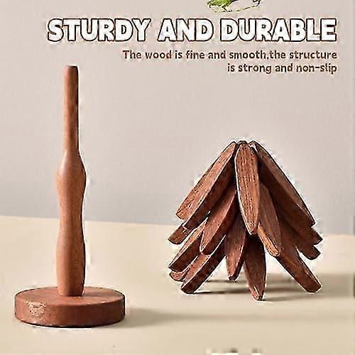 Set Of 4 Foldable Wooden Tree Coaster Trivets With Stand - Natural Beechwood Heat Resistant Pads For Hot Pots, Plates, Mugs 4 thumbnail image