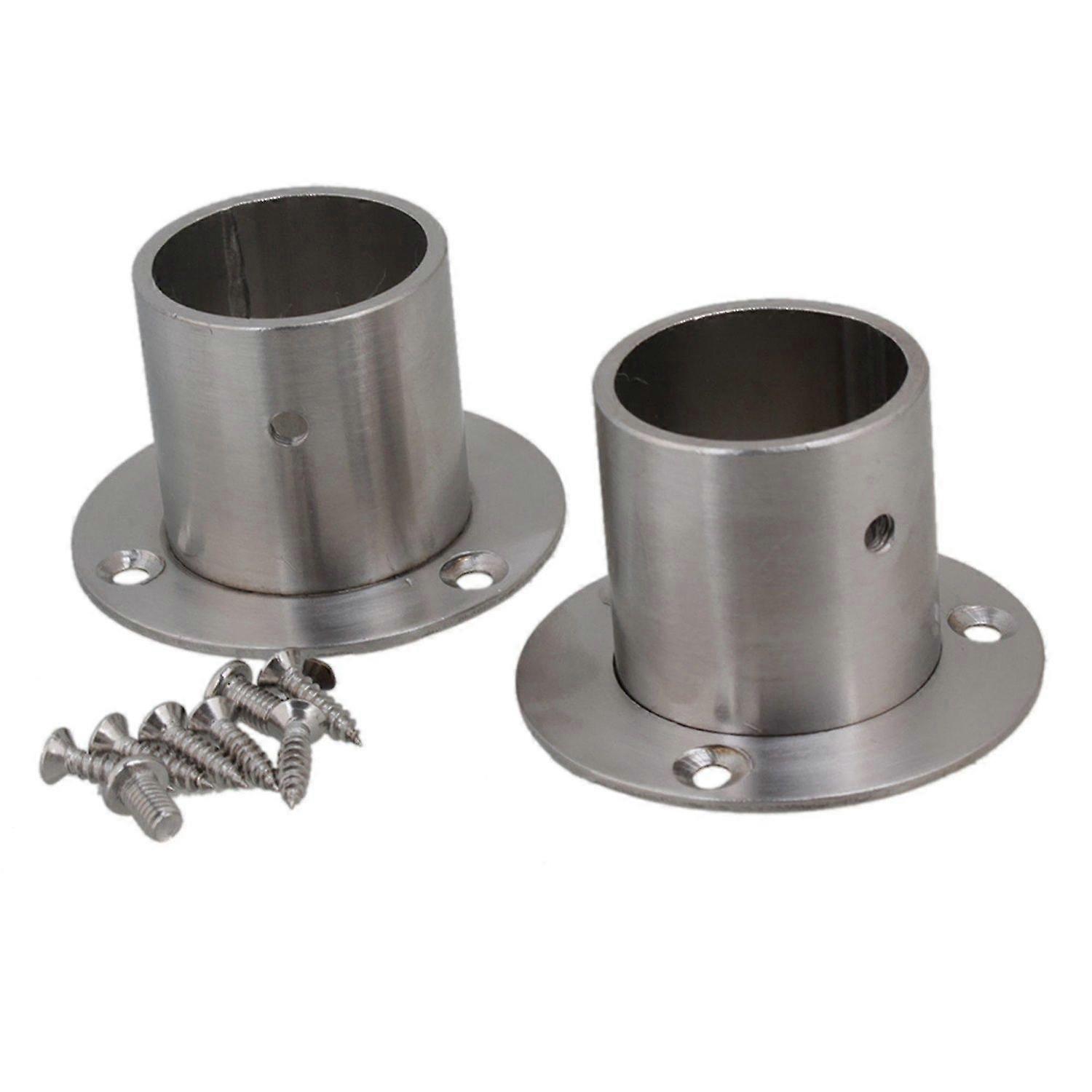 2 x 32mm Stainless Steel Pipe Flange Socket Rod Holder Fitting Bracket Hardware