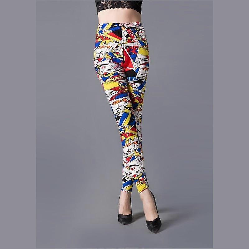 Women Elastic Leggings Claw Printed Ankle Skinny Pants One Size
