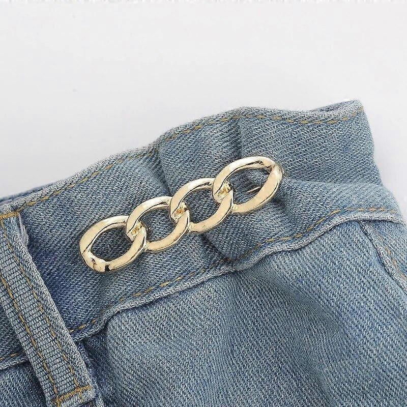 Egyszerű levehető nadrágkapcsok Állítható derékcsat körömmentes fém csapok gomb lányok farmer derékfeszesítő