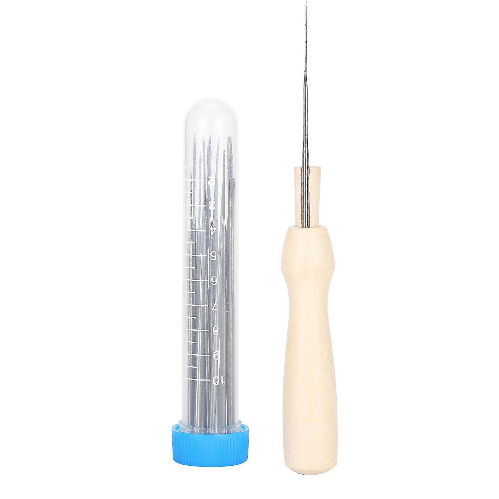 Wool Felting Tool Kit Pack Needle Metal Complete with Wooden Handle Bottle for DIY Toy Craft