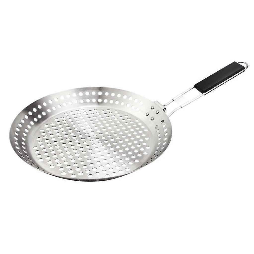 Grilling Skillet Foldable Handle Perforated for Kitchen Utensils Cooking