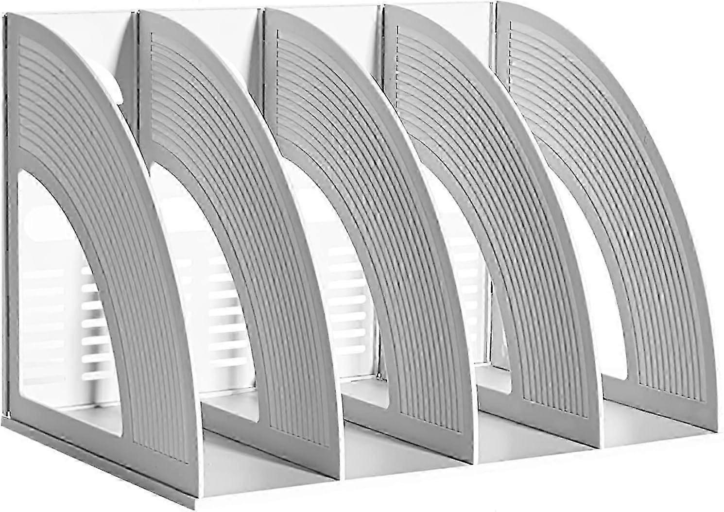 File Holder Storage Folder 4 Compartment Standing Desktop Hollow Organizer File Shelf Frame Thicken Plastic Paper Notebook Magazine