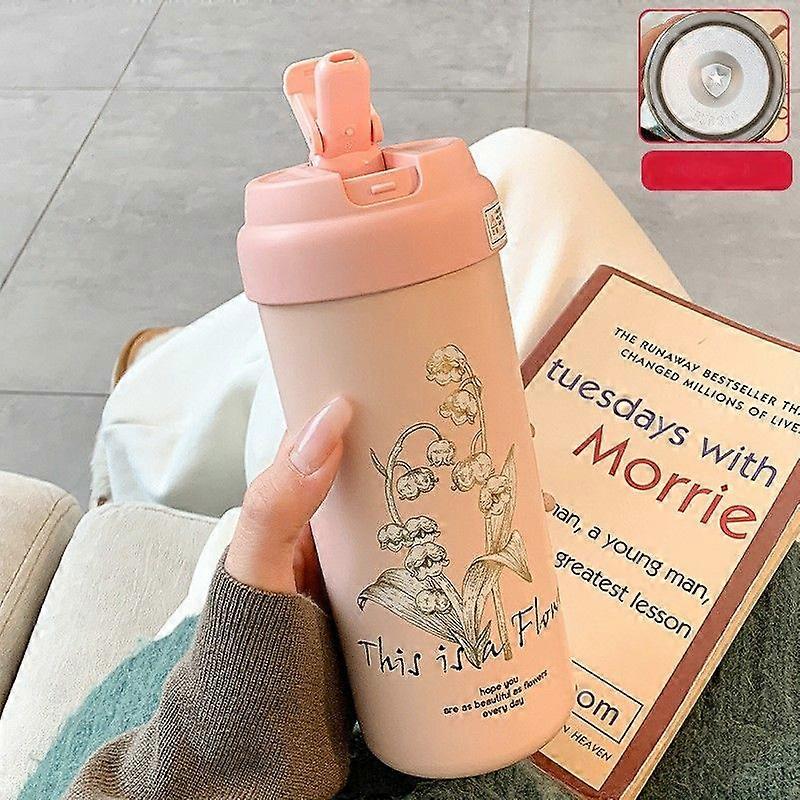 Insulated 18oz Travel Coffee Mug Spill Proof Leak Proof Camping Stainless Steel Coffee Tumbler-Pink