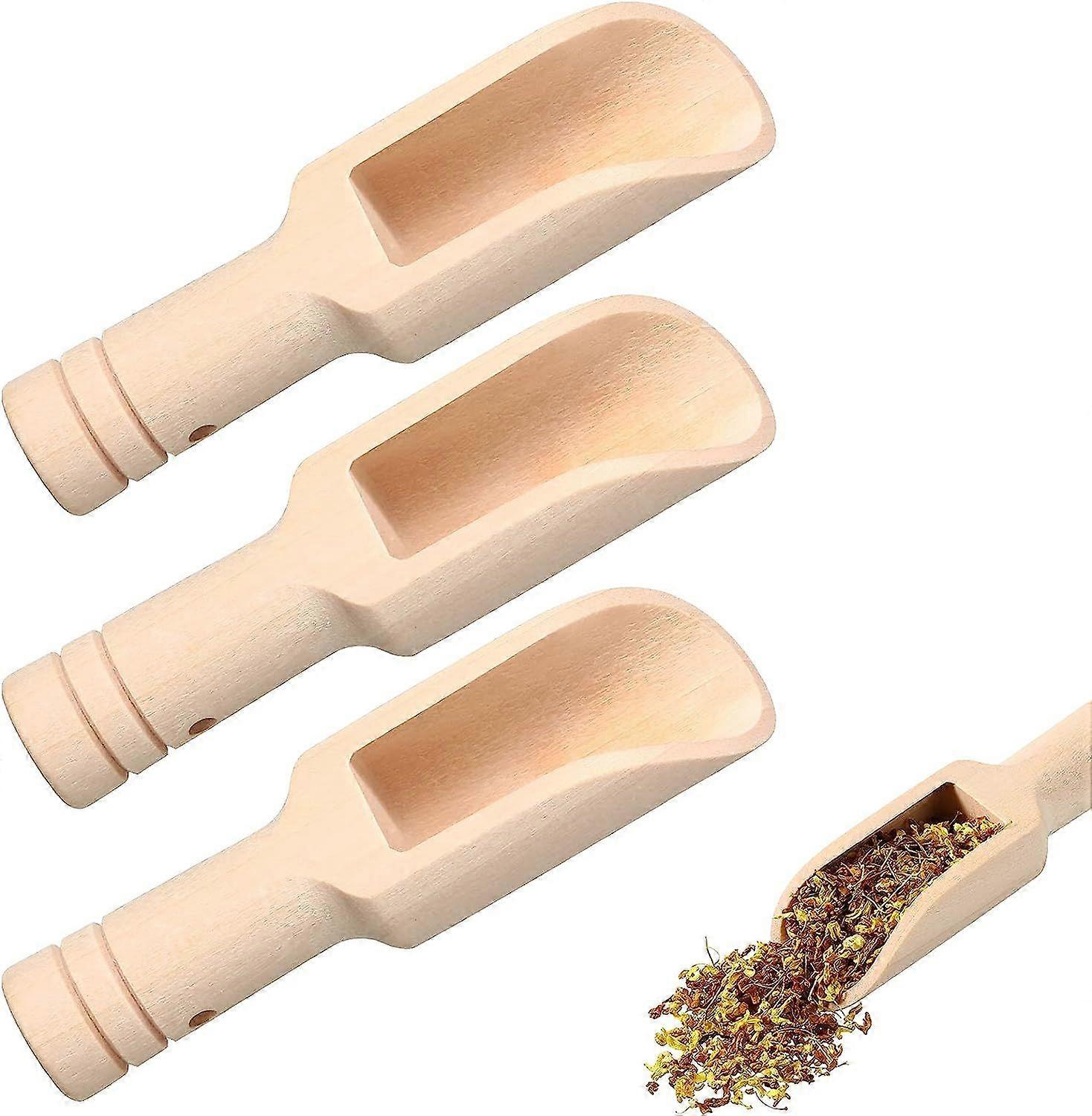 Set of 3 Mini Wooden Spoons, Mini Bath Salt Spoons, Wooden Candy Spoons for Salts, Honey, Spices, Sugar, Ice Cream, Essential Powder