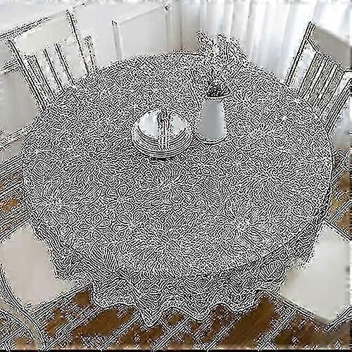 180cm toalha redonda de pvc toalha de mesa, com padrão floral e renda, impermeável mancha resistente