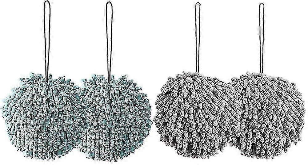 Hand Towels 4 Pcs Chenille Hand Towels With Hanging Loop, Quick Dry Towel For-hs