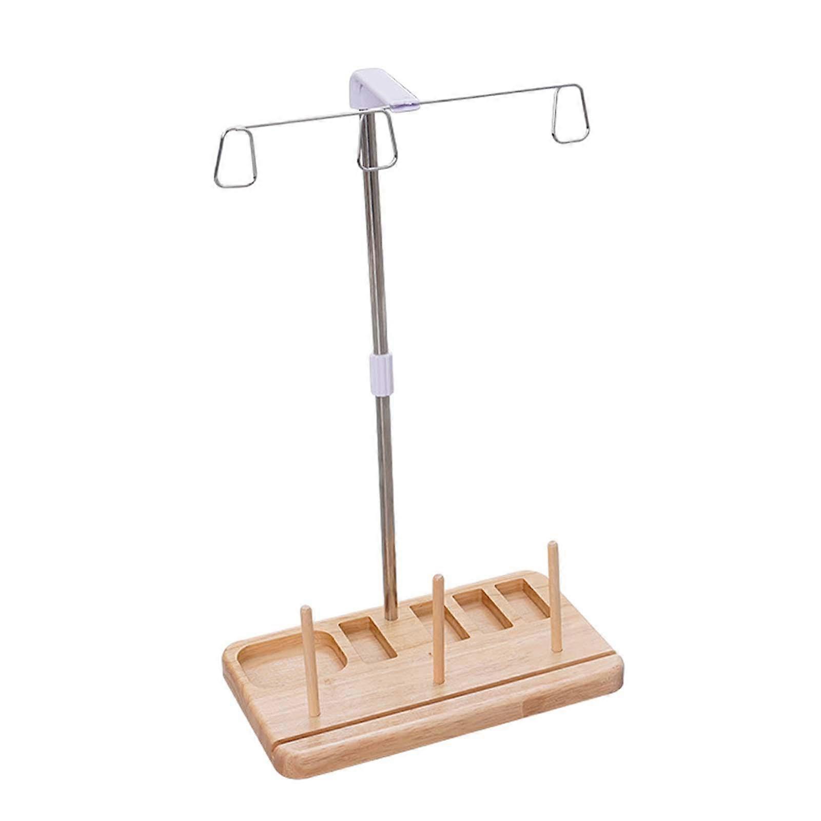Thread Spool Holder Stand Thread Holder Easy to Use Sturdy Wood Base 3 Spool
